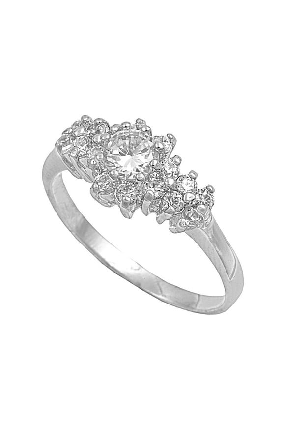 Designer Round Center Cubic Zirconia Ring Sterling Silver 925 Size 8