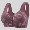 thumbnail image 2 of Fgnfyis Women's Solid Color Lace Pattern Front Buckle Non Underwire Tank Top Bra Everyday Wear Bras Purple 46, 2 of 7