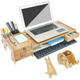thumbnail image 1 of 18.5in Computer Monitor Stand, Monitor Riser with Tissue Box, Desk Storage Organizer for Home and Office Laptop Computer Cellphone Printer Stand(Teak, with 2 Cute Phone Stands), 1 of 7