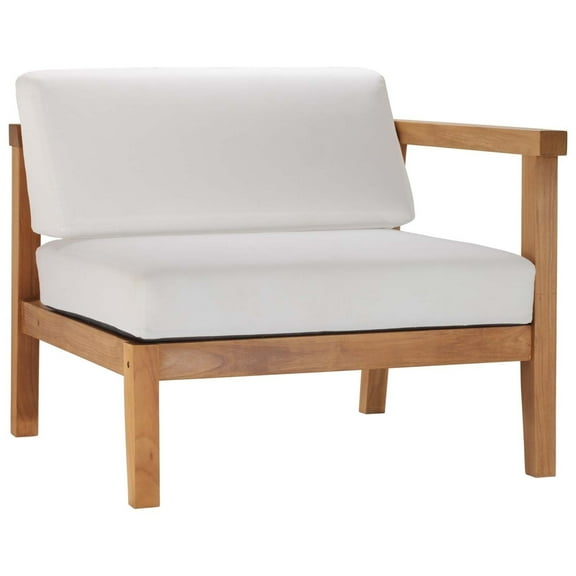 Bayport Outdoor Patio Teak Wood Right-Arm Chair Natural White
