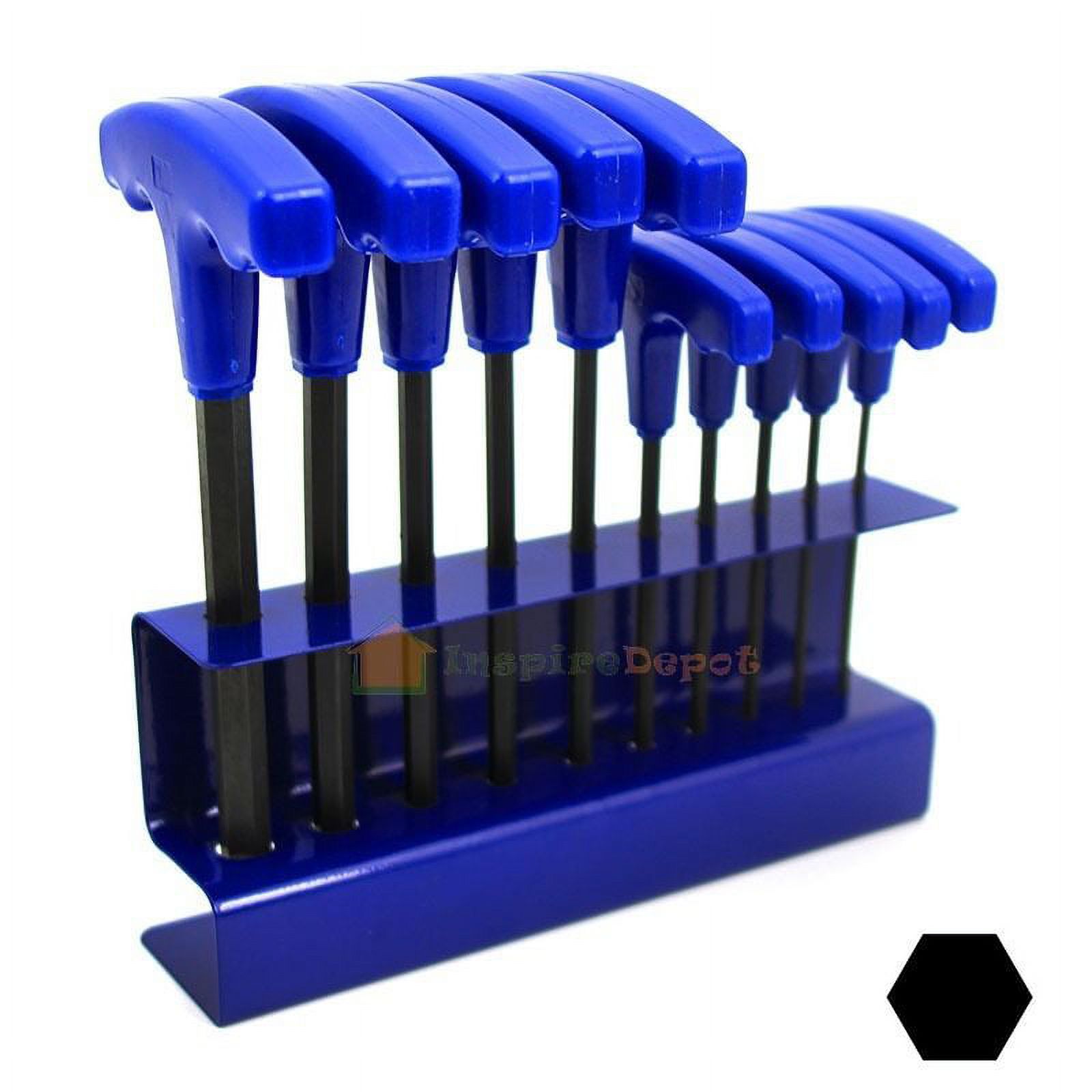 Stark 10-Pieces 3/32" To 3/8" T-Handle Hex Keys Allen Wrench Standard Hand Tool Set with Stand SAE Size, Blue
