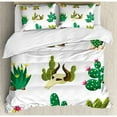 thumbnail image 3 of Cactus Duvet Cover Set Twin Size, Mexican South Desert with Animals Cactus Plants Skeletons Flowers Cartoon Image, Decorative 2 Piece Bedding Set with 1 Pillow Sham, Multicolor, by Ambesonne, 3 of 3