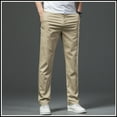 thumbnail image 2 of Men's Premium No Iron Wrinkle-Resistant Stretch Comfort Khaki Classic Fit Flat Front Casual Dress Pants Size 3XL Khaki, 2 of 4