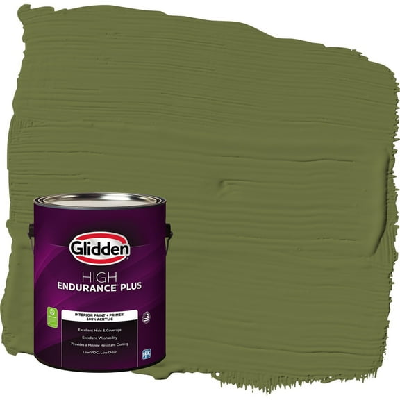 Glidden HEP Oakmoss / Green Semi-Gloss Interior Paint with Primer, 1 Gallon