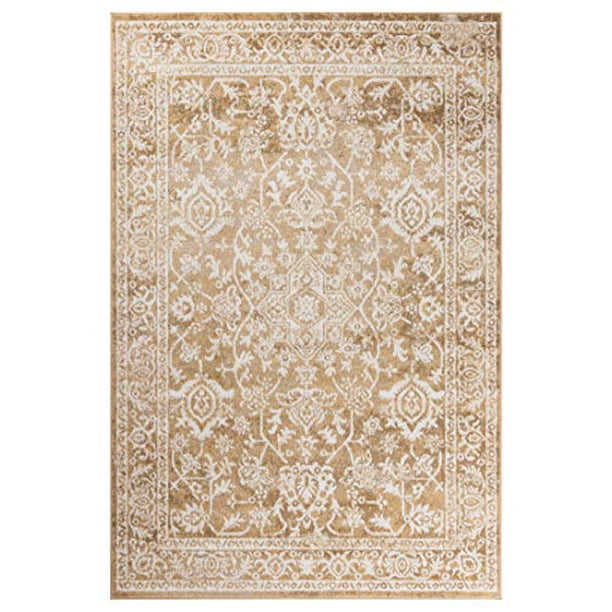 GAD Premium Indoor Contemporary Modern Low Pile Area Rug Beige Living