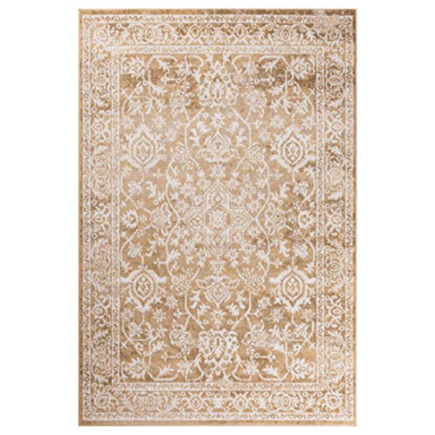 GAD Premium Indoor Contemporary Modern Low Pile Area Rug Beige Living