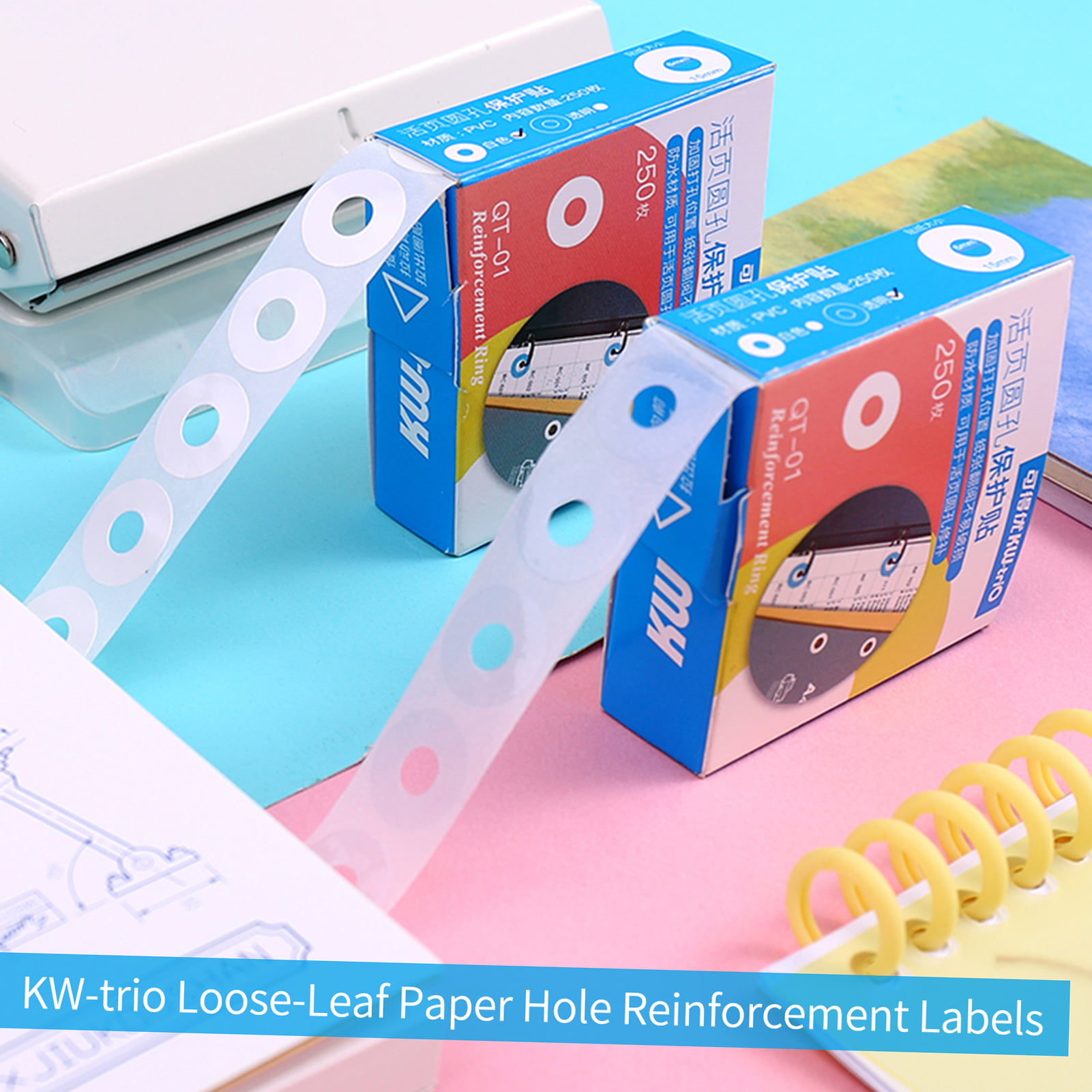 280pcs Hole Punch Reinforcement Stickers Labels Loose-leaf Paper