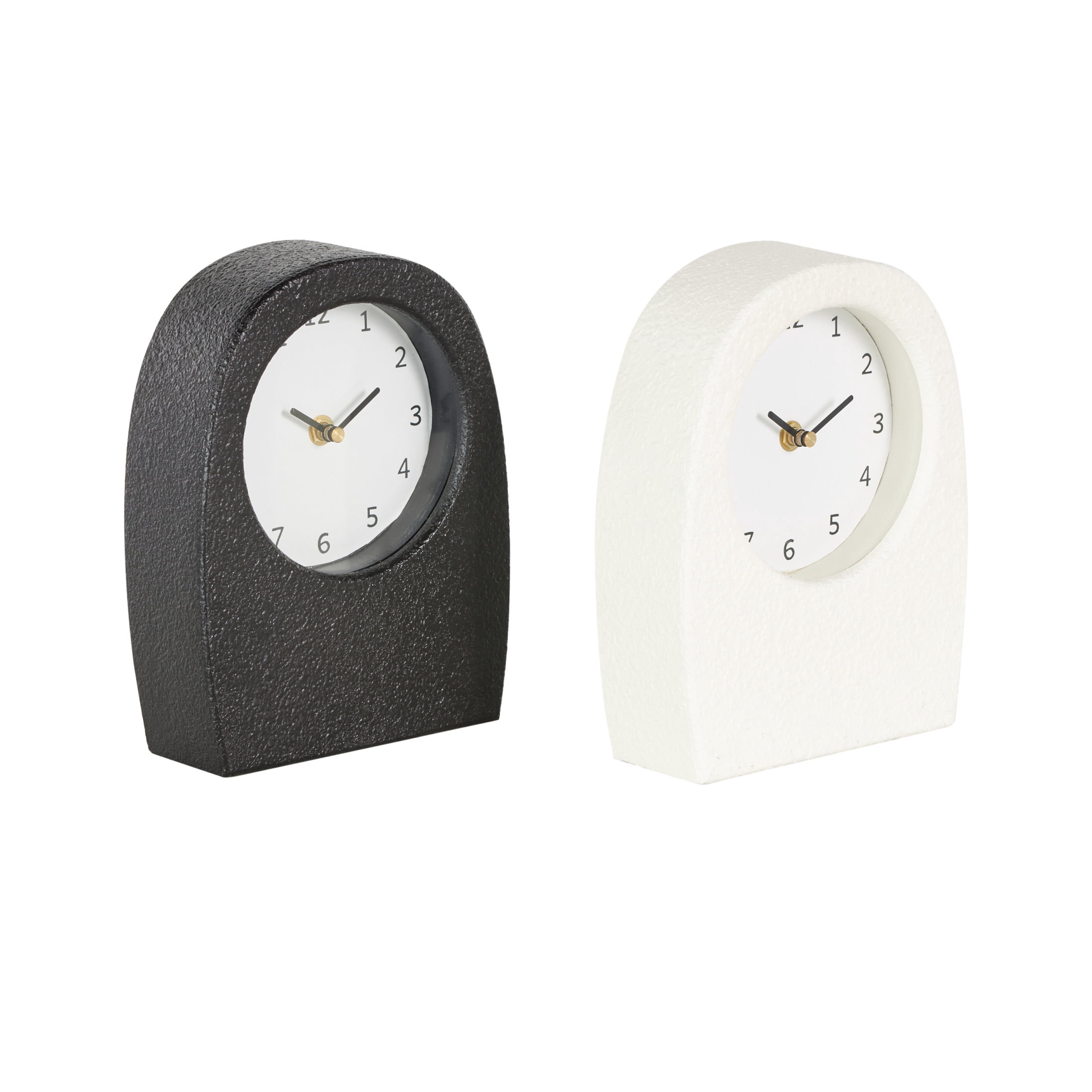 DecMode 9" Multi Colored Wood Textured Clock with Gold Accents, Set of 2