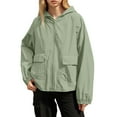 thumbnail image 3 of Women's Water Resistant Hooded Windbreaker Lightweight Packable Outdoor Jacket with Zippered Pockets, 3 of 9