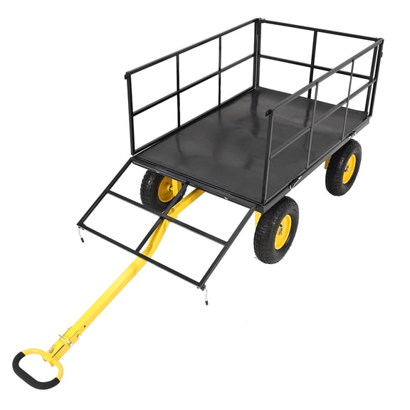 Danolapsi Heavy Duty 1500 Lbs Capacity Mesh Steel Garden Cart Folding Utility Wagon with Removable Sides and Wheels for Transporting Gardening Soil Tools and Plants
