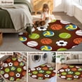 thumbnail image 5 of Round Rugs 6Ft, Brown Balls Round Area Rug Washable Indoor Throw Carpet, Baseball Tennis Basketball Football Soft Non Slip Circle Rug for Office Cabinet Home Decor Aesthetic, 5 of 8