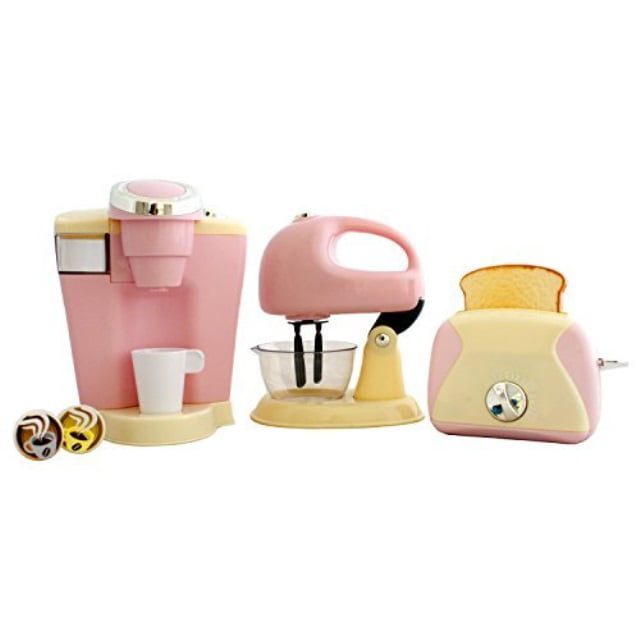 Toaster Mixer Playgo Pink Gourmet Kitchen Appliances 3 pc set Coffee Maker 