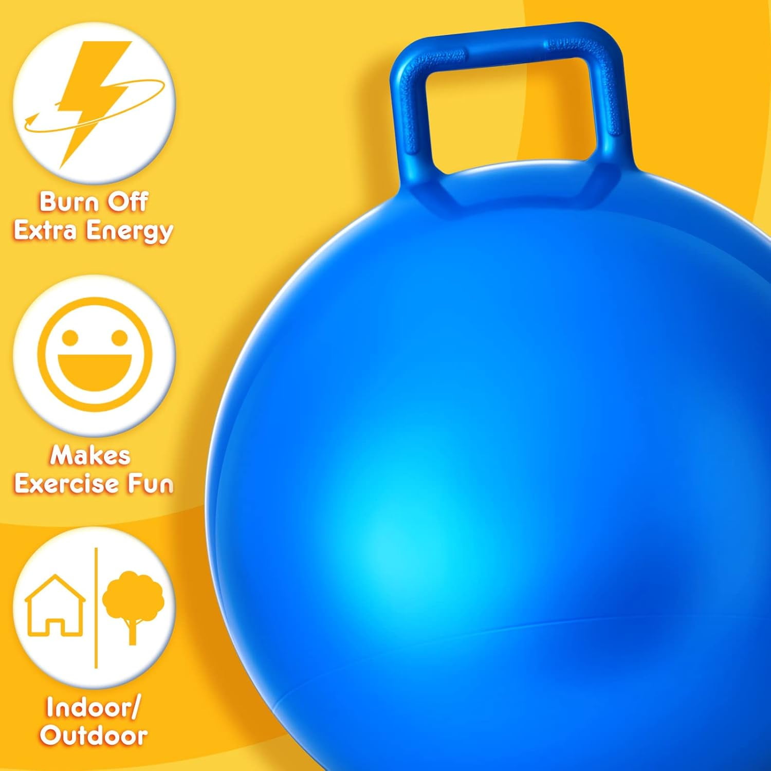 6 Pcs Carnival Outdoor Games 24 Inch Jumping Hopping Inflatable Bouncing Ball with Handle and Air Pump for Kids Sport Exercise