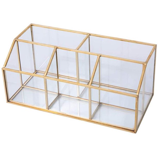 Organizador De Cosméticos, Organizador De Maquillaje De Cristal, Soporte Para Brochas, Estuche De Maquillaje Decorativo Transparente Para Brocha, Pintalabios, Esmalte De Uñas seitruly HA034905-00