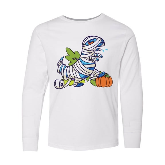 Inktastic Halloween Dinosaur Mummy Long Sleeve Youth T-Shirt