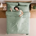 thumbnail image 5 of Ravure King Comforter Set, Modern Solid King Size Comforter Set, 7-Pc All Season Bedding Comforter Set, Sage Green, 5 of 8