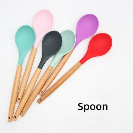 

Silicone Kitchenware Accessories Tools Cookware Set Cooking Gadget Kitchen Spatula Wooden Spoon