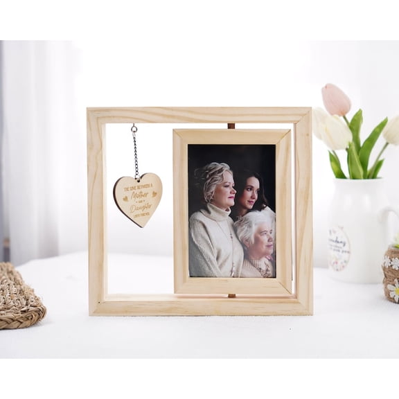 Personalized Mother Daughter Photo Frame, Custom Rotatable Picture Frame for Mom, Grandma, and Mother-in-Law, Heartfelt Gift for New Mom, Family Keepsake