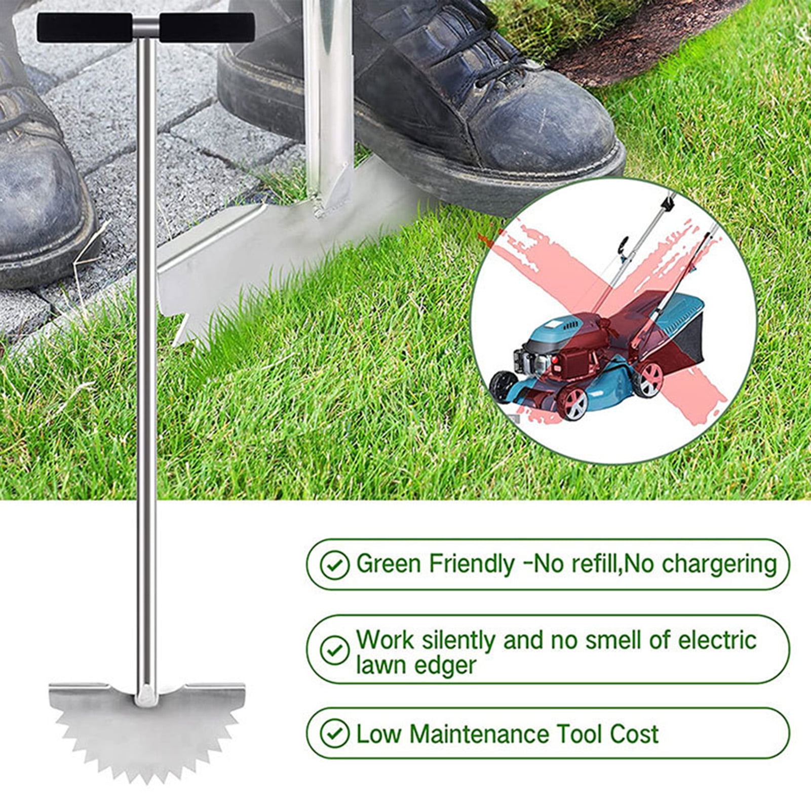 Washranp Half Moon SawTooth Blade Lawn Edger,Stainless Steel Manual