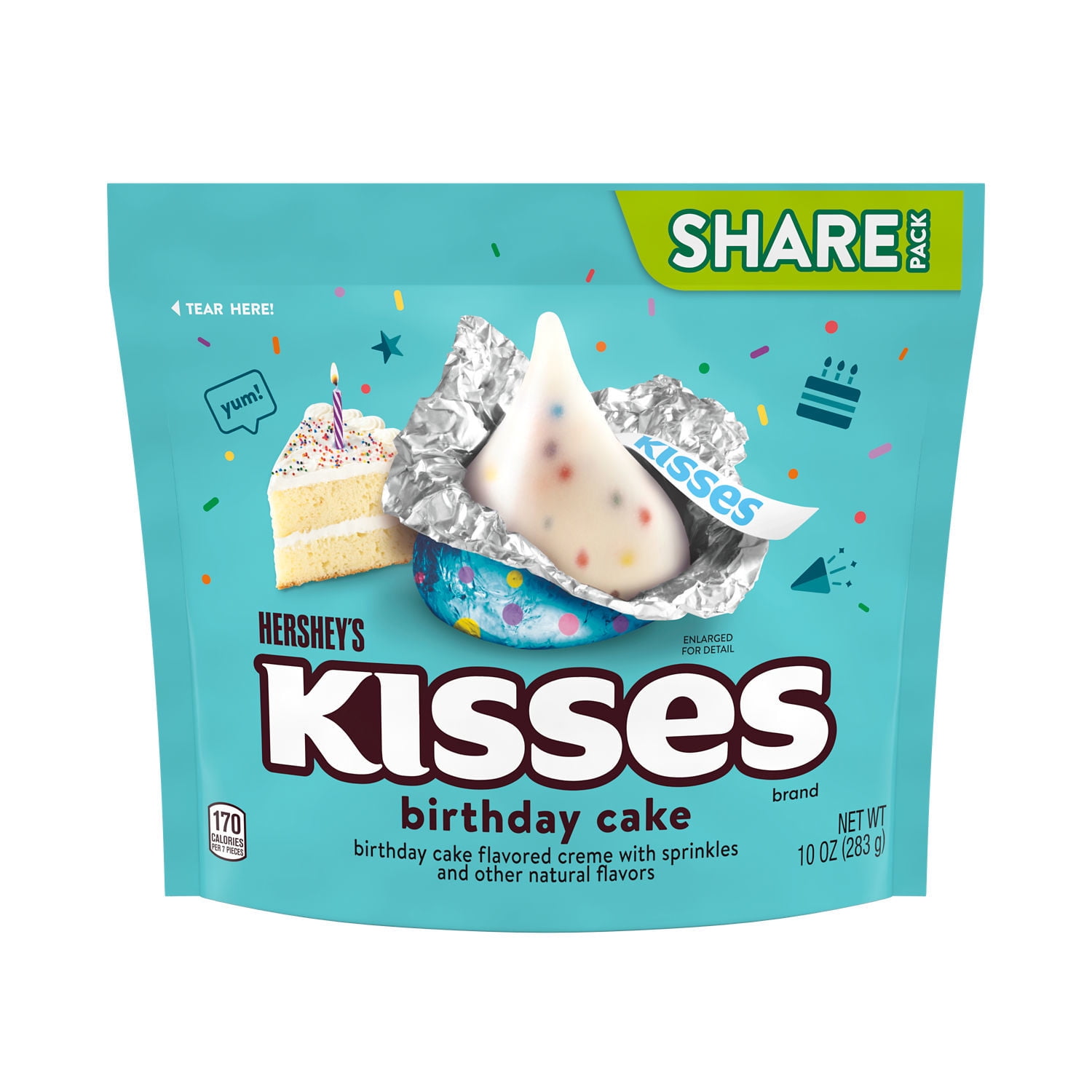 Hershey's Kisses Birthday Cake Flavored Candy, Share Pack 10 oz