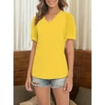 thumbnail image 5 of Womens Summer Tops Short Sleeve V Neck T Shirts Swiss Dot Puff Sleeve Tops Loose Casual Tshirts, 5 of 5