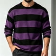thumbnail image 5 of Men's Fall Winter Crewneck Striped Knit Pullover Sweater, Loose Fit Color Block Knit Long Sleeve Casual Top for Daily Wear , M, 5 of 6