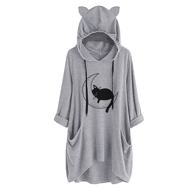 Moda Mujer Moda Impreso Con Capucha Suelta Manga Larga Tops Casual Sudadera Fridja FKASFK5726