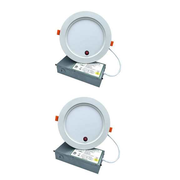 E2Lighting LED Downlight 6 Inch | 16W Dimmable w/ 90 Min Emergency Battery Backup | Ultra-Slim LED Recessed Light | IC Rated and Energy Star LED Roof | 2 Pack