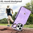 thumbnail image 2 of ELEHOLD for iPhone 11 Pro Max Crossbody Wallet Case with Card Slots Pockets Magnetic Button Rotating Ring Holder Stand Shoulder Strap Case for Women Girls for iPhone 11 Pro Max,purple, 2 of 9