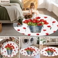thumbnail image 5 of Round Area Rug 3 Ft, Red Tulip Flowers Washable Non-Slip Circle Carpet for Living Room/Bedroom, Spring Floral Vintage Drum Rustic Low-Profile Small Floor Mats Collection Rugs for Indoor, 5 of 8