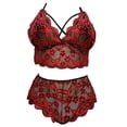 thumbnail image 2 of Gibobby Conjuntos de bragas con sujetador Liga Lencería Ropa interior Ropa de dormir Anillo de encaje Pijamas nuevos sexy Íntimos de(Rojo, XXL), 2 of 4