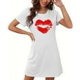 thumbnail image 4 of Sakmal Robe de Nuit Blanche Moomoo pour Femmes, Confortable, Grande Taille, Courte, Chemise de Nuit à Manches Courtes, Imprimé Cœur, Robes de Nuit pour Femmes, 4 of 5
