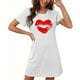 thumbnail image 4 of Camisón corto de talla grande para mujer, camisón de manga corta con estampado de pecho a la moda, camisón para mujer, 4 of 5