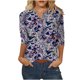 thumbnail image 2 of Fiudx Ofertas Flash Del Día Solo En Línea Blusa Holgada con Estampado de Pascua y Cuello Redondo Retro de Manga Tres Cuartos a La Moda para Mujer, 2 of 5
