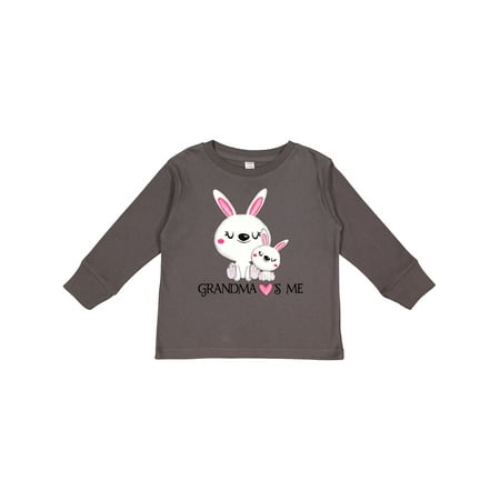 

Inktastic Grandma Loves Me- Bunny Family Boys or Girls Long Sleeve Toddler T-Shirt