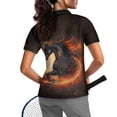 thumbnail image 2 of Whosucclay Anti Fade Tennis Shirts for Golf Shopping Outdoor, Polyester Breathable Moisture Wicking Polo Shirts, Flaming Horse Art Size XX-Large, 2 of 10