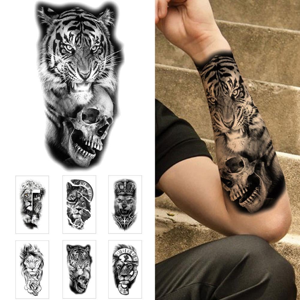 1sheet Lion  Moon Pattern Tattoo Sticker  Geometric lion tattoo Lion art  tattoo Geometric animal tattoo