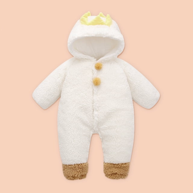Herrnalise - Mono de forro polar para recién nacidos con capucha, cálido y grueso, ropa de invierno, traje de nieve para bebés, niñas y niños
