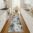 thumbnail image 3 of iOhouze Hallway Runner Rugs 2x8 Abstract Washable Runners Non Slip Kitchen Runner Low Pile Soft Printed Faux Wool Abstract Floor Runner for Indoor Bedroom Entryway Laundry Room, Black/Grey/White, 3 of 10