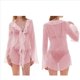 thumbnail image 3 of Blusa de Holgada de Larga con Volantes y Transparente para Mujer Rosa S, 3 of 7