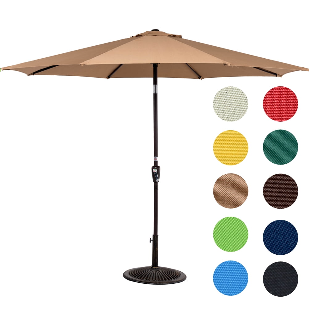 Sundale Outdoor 10 Feet Aluminum Patio Umbrella With Crank And Push Button Tilt 8 Steel Ribs Walmart Com Walmart Com