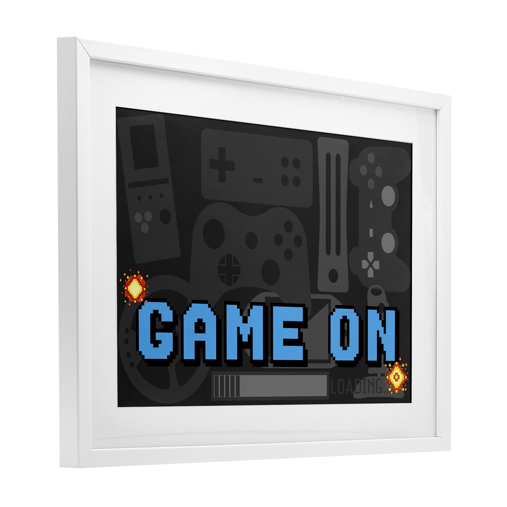 Stupell Industries Game On Arcade White Framed Print Under Glass, design by Kim Allen