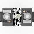 thumbnail image 3 of Black White Graffiti Cow Spot Table Runners Tablecloths Holidays Vintage Wedding Party Long Table Runner Stain Resistant Dress, 3 of 5