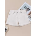 thumbnail image 5 of DOKOTOO Women's Jean Shorts High Waisted Stretchy Denim Shorts Summer Casual Rolled Hem Distressed Shorts Lightweight Zimbaplatinum Denim Shorts, 5 of 5