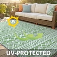 thumbnail image 4 of Smiry Outdoor Rugs 5x8, Waterproof Plastic Straw Geometric Indoor Outdoor Mat for Patio, RV Camping, Deck,Porch, White and Green, 4 of 8
