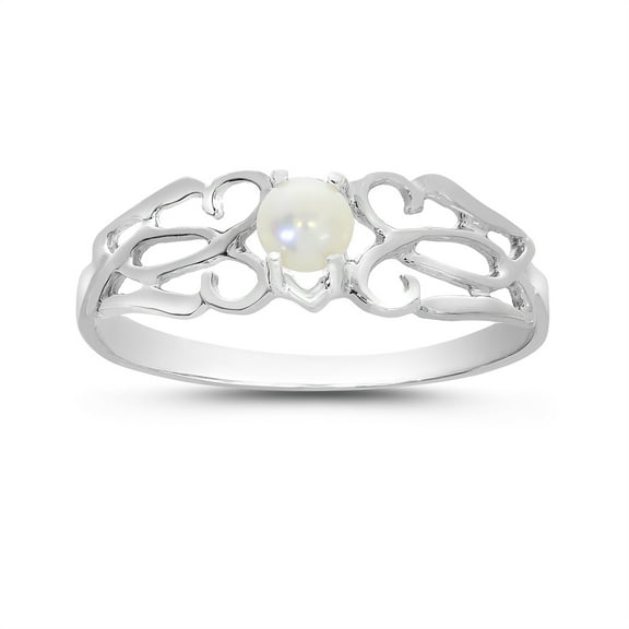 14k White Gold Freshwater Cultured Pearl filigree Ring