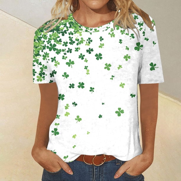 Puntoco Liquidación de camisetas cortas para mujer, camiseta de manga corta con cuello redondo y estampado informal a la moda para mujer, camiseta de manga corta con cuello redondo