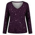 thumbnail image 4 of oqasdz Sweatshirt for Women Sequin Drop Shoulder Long Sleeve Performance Festival for V Neck Interior Comfort Cozy Casual Outdoor, 4 of 5