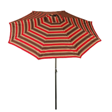 9-ft Market Umbrella with Aluminum Frame, Crank & Tilt - Red Stripe