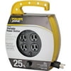 quad plug orcr220625 extra long cord reel, 25 ft l, 4 outlet, 16/3 awg sjt
